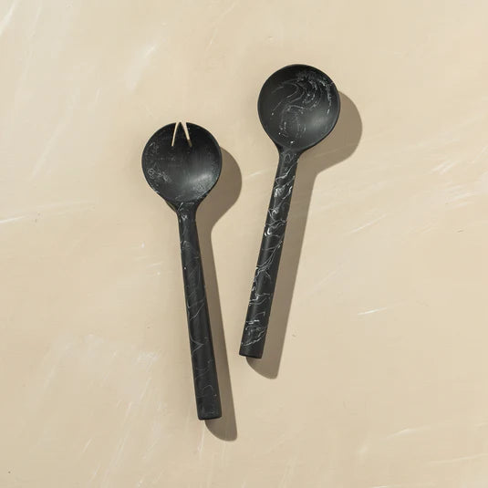 FLOW RESIN SALAD SERVERS | ASH BLACK