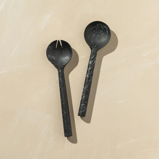 FLOW RESIN SALAD SERVERS | ASH BLACK