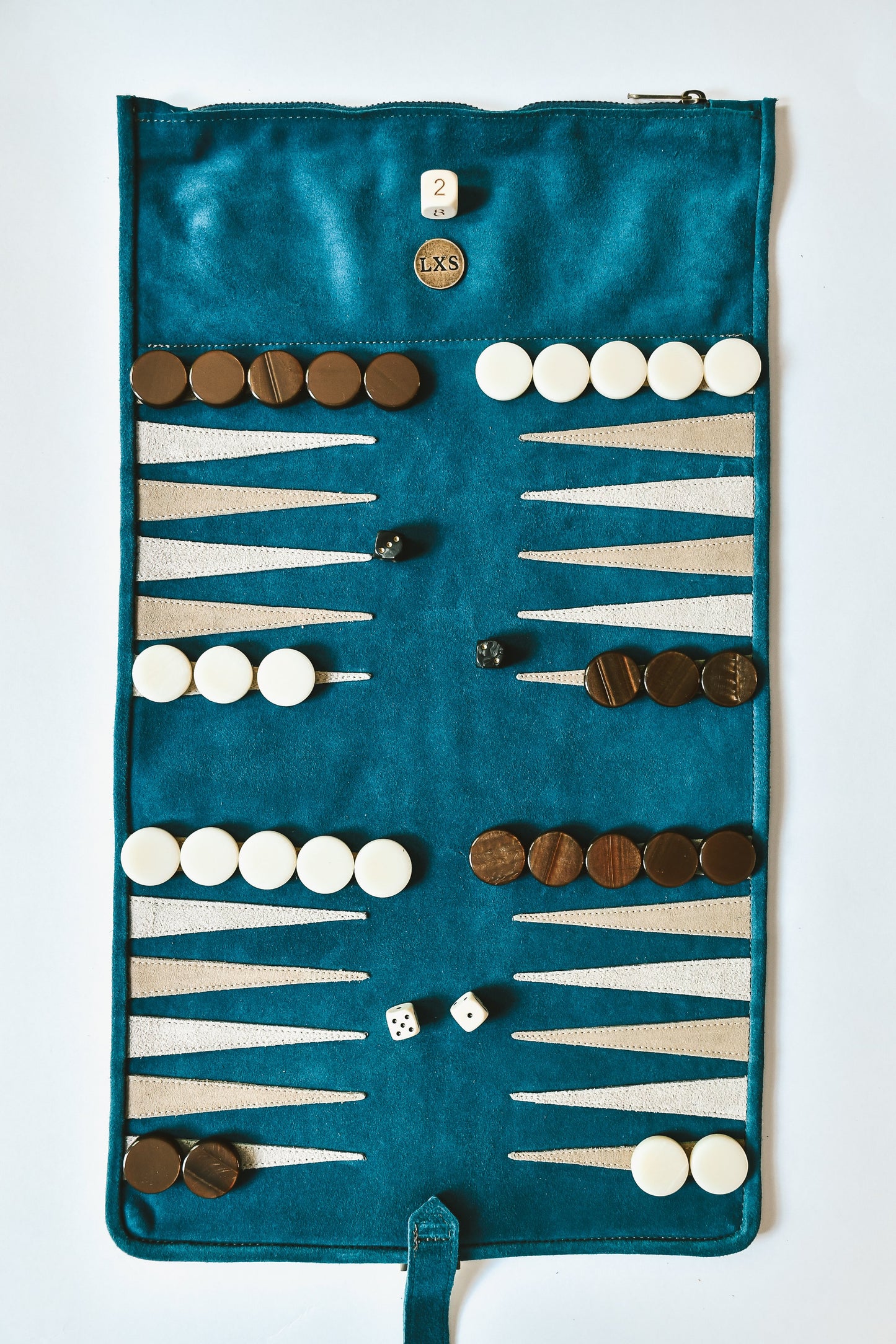 SUEDE TRAVEL BACKGAMMON